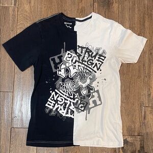 True Religion Split Black and White Graphic Tee